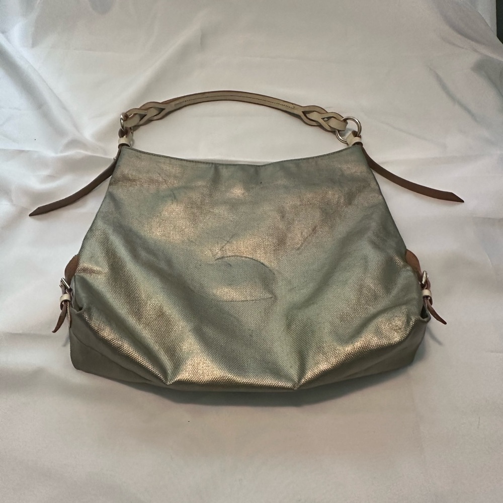 Dooney & Bourke Gold and Tan Hobo Bag with Slouchy Design - Picture 3 of 11